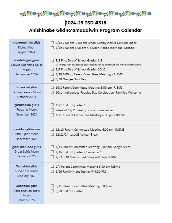2024/2025 Calendar